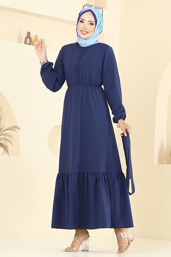 moda selvim Dress 4110PM271 Navy Blue - Thumbnail