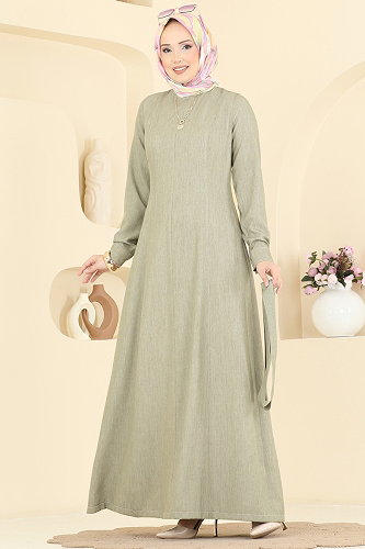 moda selvim Dress 4112FVN1181 Almond Green - Thumbnail