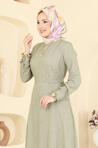 moda selvim Dress 4112FVN1181 Almond Green - Thumbnail