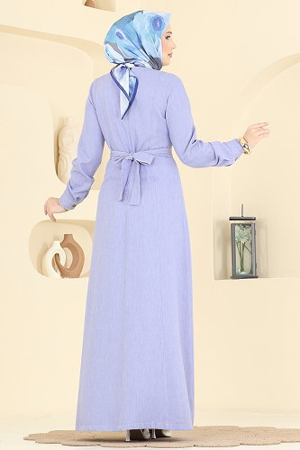 moda selvim الفستان أزرق فاتح 4112FVN1181 - Thumbnail