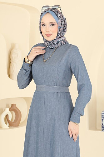 moda selvim الفستان أزرق 4112FVN1181 - Thumbnail