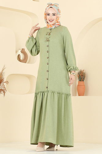 moda selvim Dress 4115PM271 Almond Green - Thumbnail