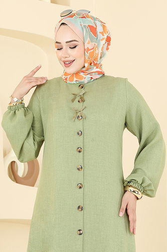 moda selvim Dress 4115PM271 Almond Green - Thumbnail