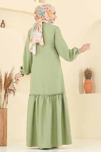 moda selvim Dress 4115PM271 Almond Green - Thumbnail