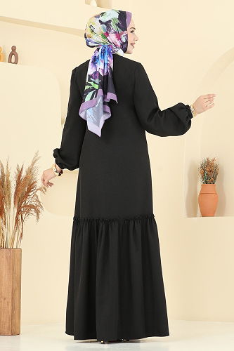 moda selvim الفستان أسود 4115PM271 - Thumbnail