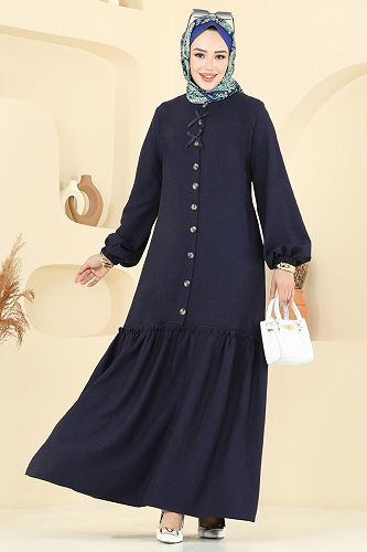 moda selvim Dress 4115PM271 Navy Blue - Thumbnail