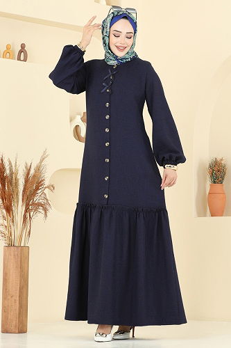 moda selvim Dress 4115PM271 Navy Blue - Thumbnail