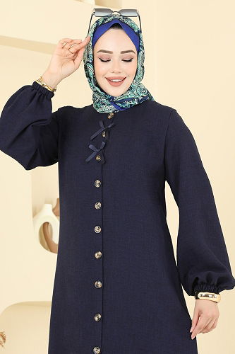 moda selvim Dress 4115PM271 Navy Blue - Thumbnail