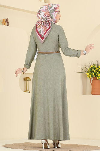 moda selvim Dress 4116FVN1181 Almond Green - Thumbnail