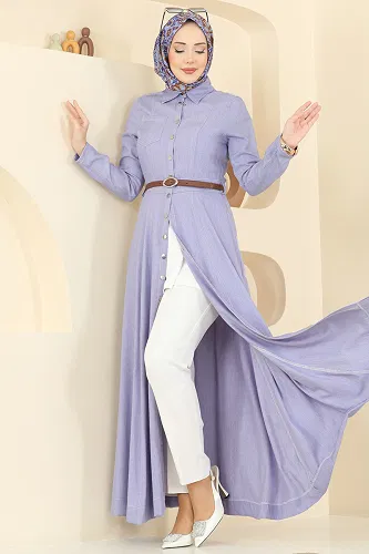 moda selvim الفستان أزرق فاتح 4116FVN1181 - Thumbnail