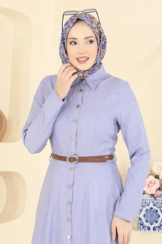 moda selvim الفستان أزرق فاتح 4116FVN1181 - Thumbnail