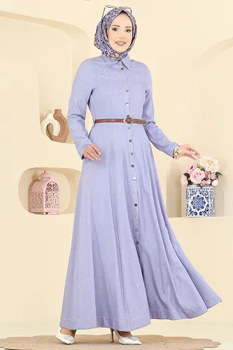 moda selvim الفستان أزرق فاتح 4116FVN1181 - Thumbnail