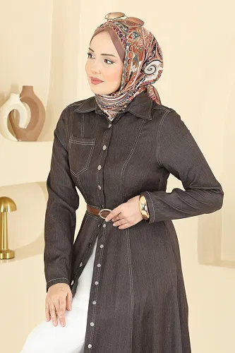 moda selvim Dress 4116FVN1181 Brown - Thumbnail