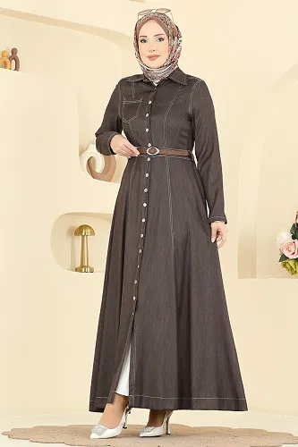 moda selvim Dress 4116FVN1181 Brown - Thumbnail