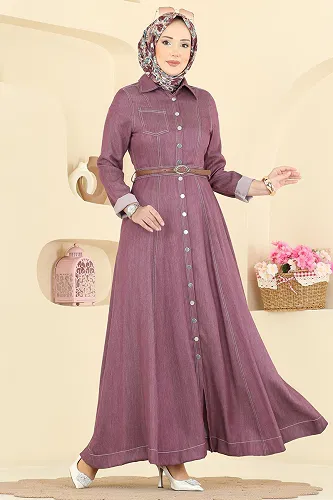 moda selvim Dress 4116FVN1181 Damson - Thumbnail