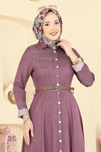 moda selvim Dress 4116FVN1181 Damson - Thumbnail