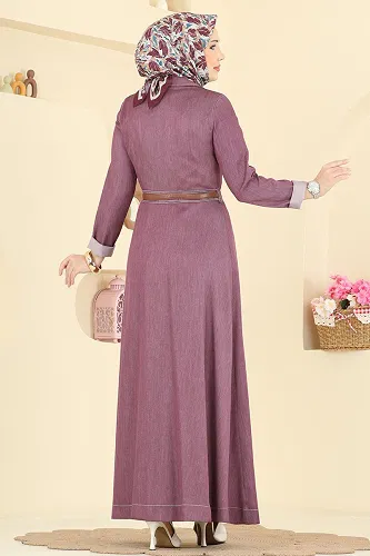 moda selvim Dress 4116FVN1181 Damson - Thumbnail