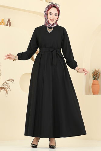 moda selvim الفستان أسود 4116PM271 - Thumbnail