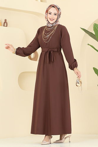 moda selvim Dress 4116PM271 Brown - Thumbnail