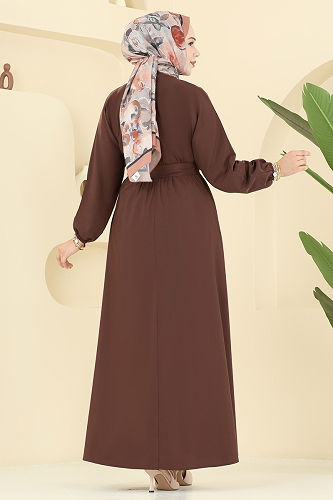 moda selvim Dress 4116PM271 Brown - Thumbnail