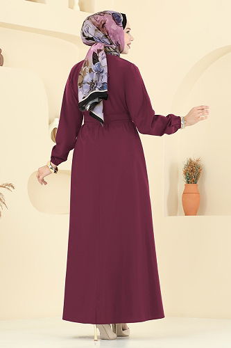 moda selvim Dress 4116PM271 Burgundy - Thumbnail