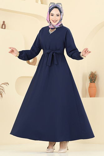 moda selvim Dress 4116PM271 Navy Blue - Thumbnail