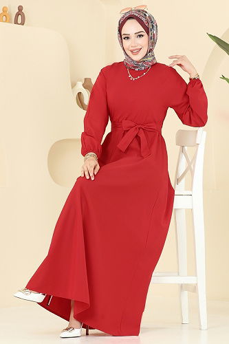 moda selvim Dress 4116PM271 Red - Thumbnail