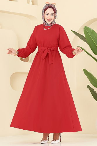 moda selvim Dress 4116PM271 Red - Thumbnail
