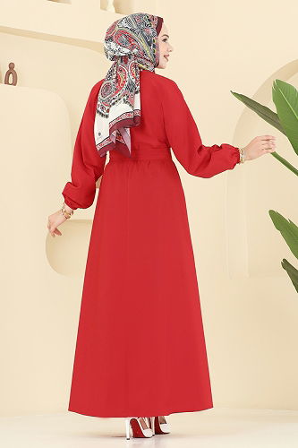 moda selvim الفستان احمر 4116PM271 - Thumbnail