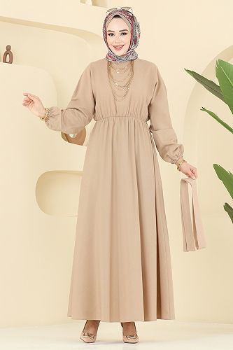 moda selvim الفستان بيج 4116PM271 - Thumbnail