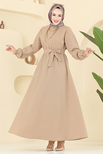 moda selvim الفستان بيج 4116PM271 - Thumbnail