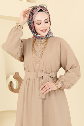 moda selvim الفستان بيج 4116PM271 - Thumbnail