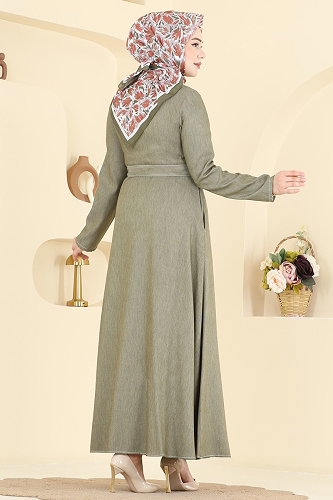 moda selvim Dress 4117FVN1181 Almond Green - Thumbnail