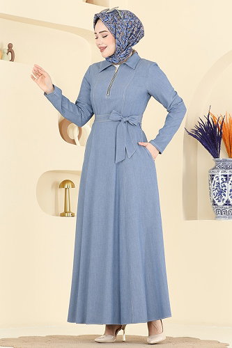 moda selvim Dress 4117FVN1181 Blue - Thumbnail