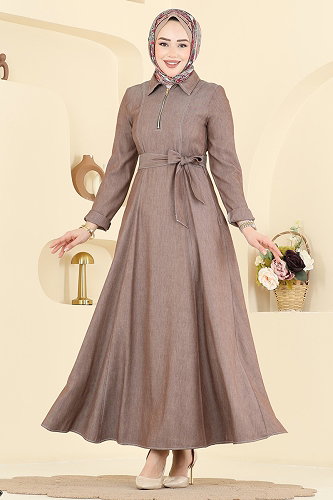 moda selvim Dress 4117FVN1181 Brown - Thumbnail