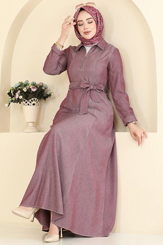 moda selvim Dress 4117FVN1181 Damson - Thumbnail