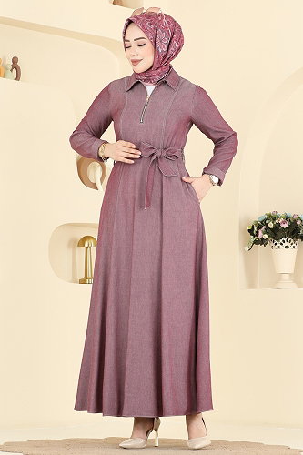 moda selvim Dress 4117FVN1181 Damson - Thumbnail