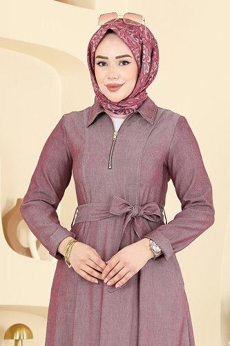 moda selvim Dress 4117FVN1181 Damson - Thumbnail