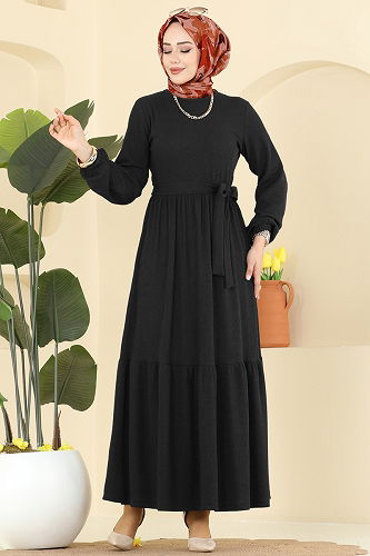 moda selvim Dress 4120PM271 Black - Thumbnail