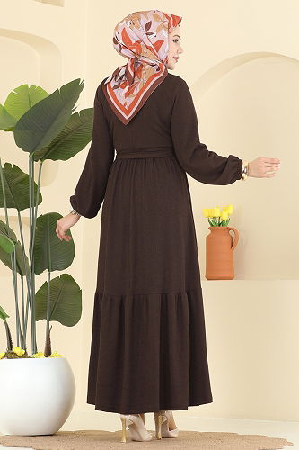 moda selvim الفستان بني 4120PM271 - Thumbnail