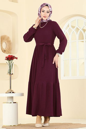 moda selvim Dress 4120PM271 Dark Burgundy - Thumbnail