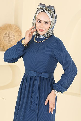 moda selvim Dress 4120PM271 Indigo - Thumbnail