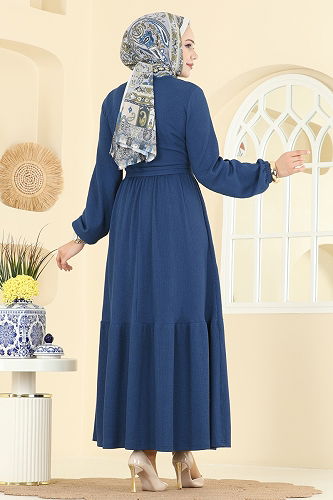 moda selvim Dress 4120PM271 Indigo - Thumbnail