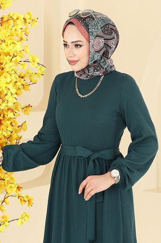 moda selvim Dress 4120PM271 Petroleum - Thumbnail