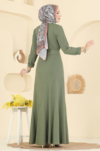 moda selvim Dress 4121PM271 Almond Green - Thumbnail