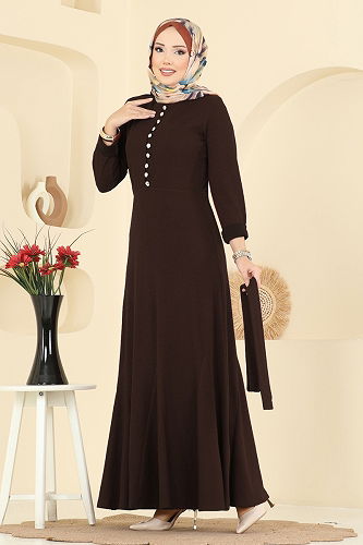 moda selvim Dress 4121PM271 Brown - Thumbnail