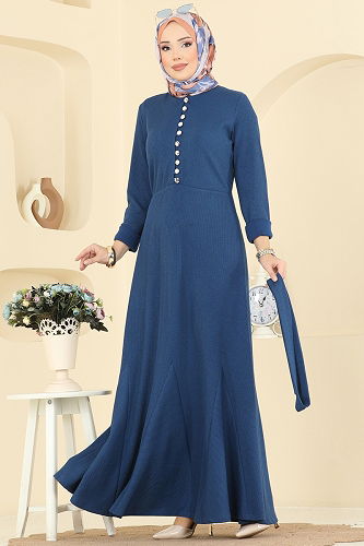 moda selvim Dress 4121PM271 Indigo - Thumbnail