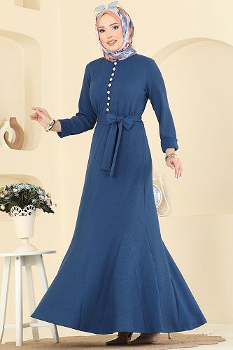 moda selvim Dress 4121PM271 Indigo - Thumbnail