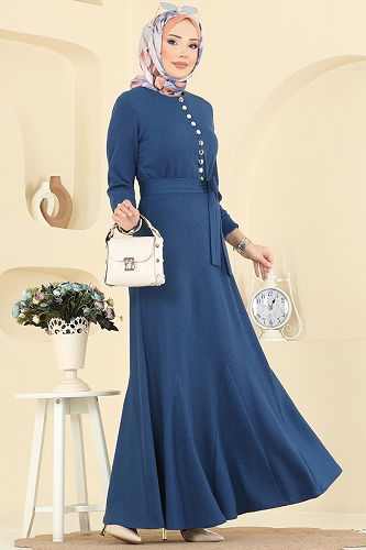 moda selvim الفستان ازرق 4121PM271 - Thumbnail