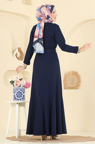 moda selvim Dress 4121PM271 Navy Blue - Thumbnail